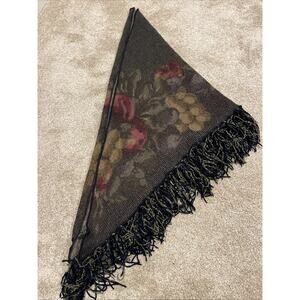 Vintage Saldarini luxury scarf / wrap mohair blend Italian Floral Fringed